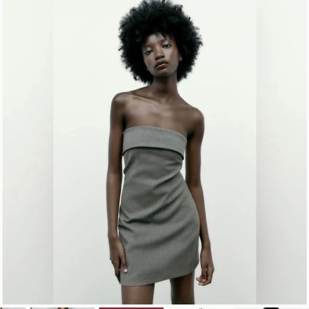 Zara Strapless Pinstripe Minidress